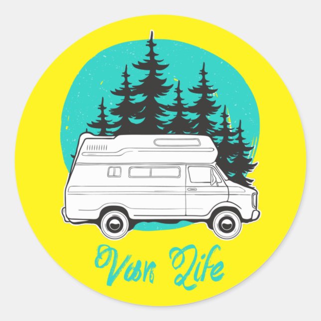 VAN LIFE Nomad Adventure Travel Camping Lifestyle  Classic Round Sticker (Front)