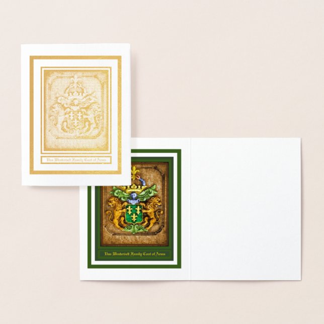 Van Westervelt Coat of Arms Foil Note Card (Display)