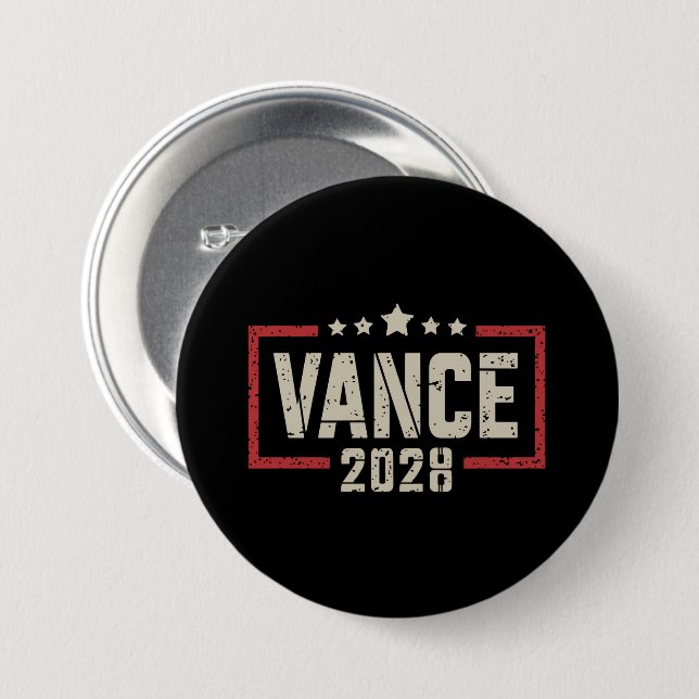 Vance 2028 President Election Campaign US Flag  3 Inch Round Button (Front & Back)