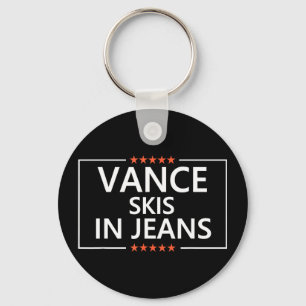 Vance skis in jeans funny skiing anti jd vance keychain