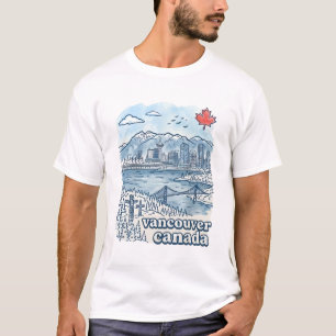 Vancouver BC Canada Simple Blue Skyline T-Shirt