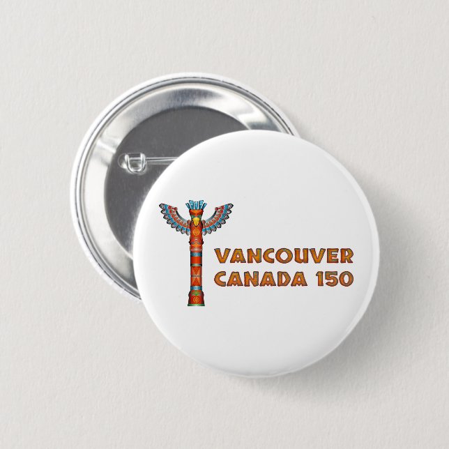 Vancouver (BC) Canada - Totem Pole 2 Inch Round Button (Front & Back)