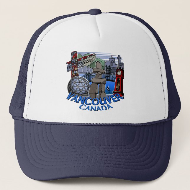 Vancouver BC Casquette Cartes et Casquettes de cam (Devant)