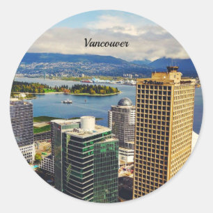 Vancouver, BC Cityscape Classic Round Sticker
