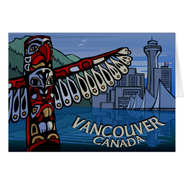 Vancouver BC Souvenir Cards Totem Pole Art Cards (Front Horizontal)