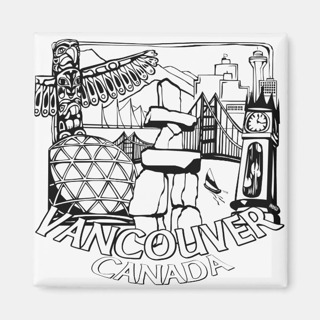 Vancouver BC Souvenir Magnets Buttons & Gifts (Front)