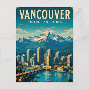 🏔️ Vancouver British Columbia Travel Retro Postcard