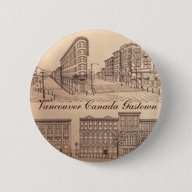 Vancouver Buttons Souvenir Buttons Gastown Art (Front)