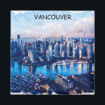 Vancouver Canada Panorama View Magnet<br><div class="desc">Beautiful and stylish watercolor retro vintage Vancouver Canada Magnet showing the skyline of the canadian city in British Columbia with its port,  skyscrapers and landmarks.</div>