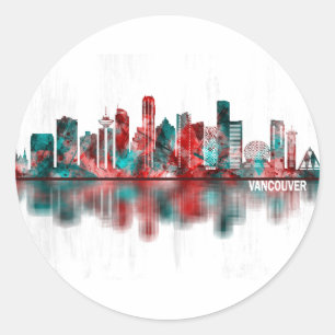 Vancouver Canada Skyline Classic Round Sticker