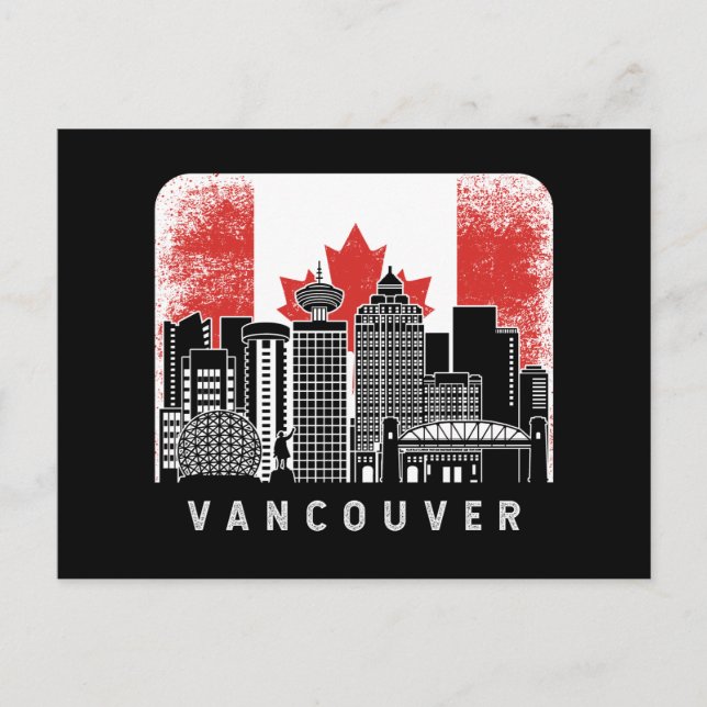 Vancouver Canada Skyline Vintage Flag Postcard (Front)