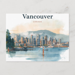 Vancouver Canada Travel Art Vintage Postcard