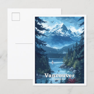 Vancouver Canada Vintage Art Travel Illustration Postcard
