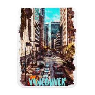 Vancouver Canada Vintage Travel Skyline Magnet