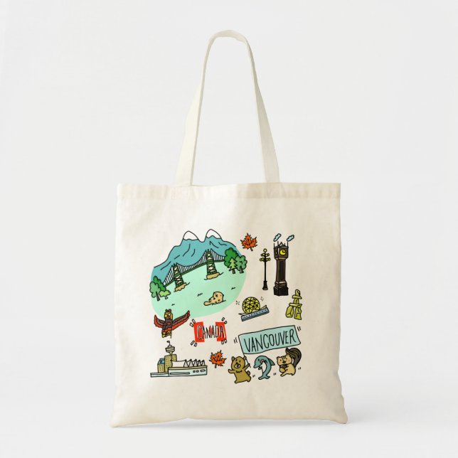Vancouver cute animals shopping tote (Front)