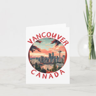 Vancouver In Canada Retro Vector Travel Art Landsc Card