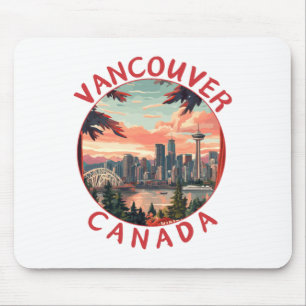 Vancouver In Canada Retro Vector Travel Art Landsc Mouse Pad