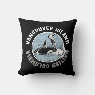 Vancouver Island BC Canada Orca Whales Adventure K Throw Pillow