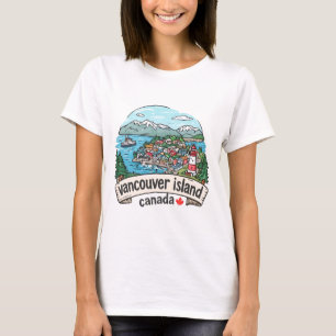 Vancouver Island Canada Cute Colorful Skyline T-Shirt
