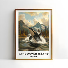 Vancouver Island Canada Travel Poster Orca