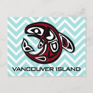 Vancouver Island Nautical Tribal Totem Orca Whale Postcard