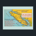 Vancouver Island  Vintage Map Blue Postcard<br><div class="desc">Vintage postcard from Vancouver Island,  British Columbia,  Canada repurposed!</div>