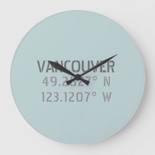 Vancouver Latitude Longitude Wall Clock