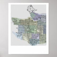 Vancouver Map with Vibrant Funky Colours