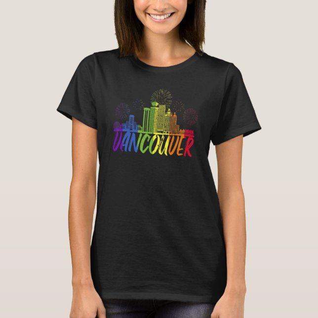 Vancouver Pride Skyline  Pride Parade Vancouver T-Shirt (Front)