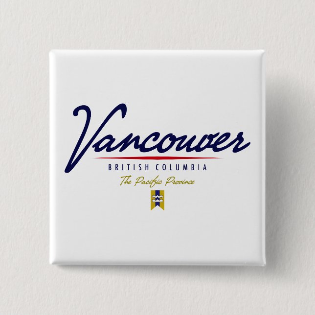 Vancouver Script 2 Inch Square Button (Front)