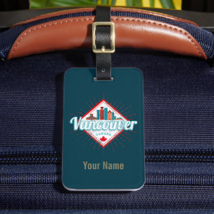 Vancouver Skyline British Columbia Retro Canada Luggage Tag