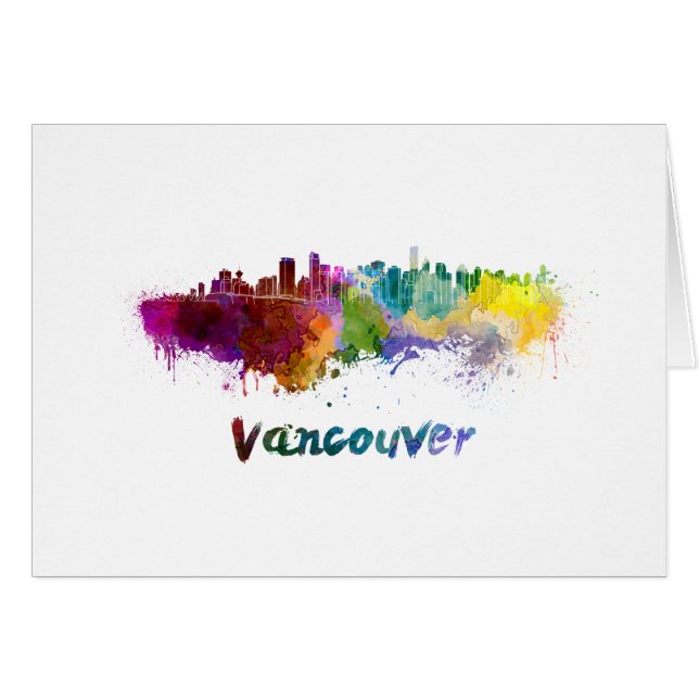 Vancouver skyline in watercolor (Front Horizontal)