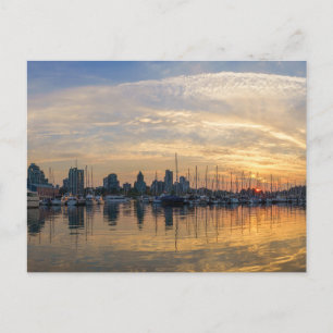 Vancouver Skyline - Yacht Harbour at Sunset Postcard