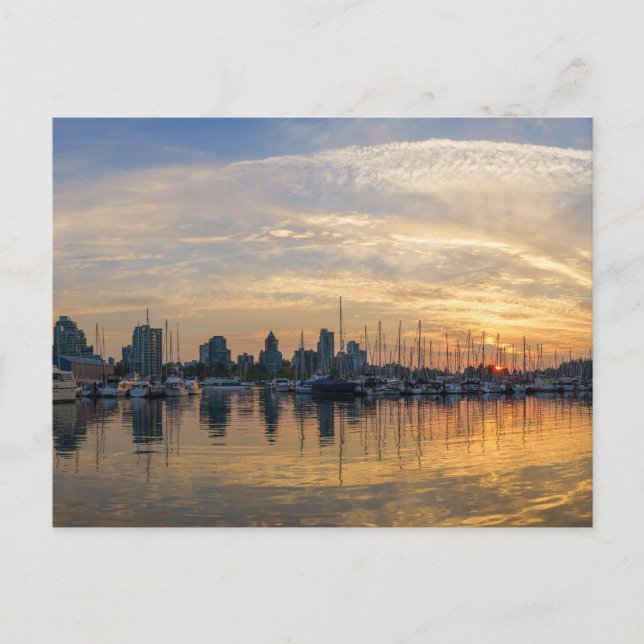 Vancouver Skyline - Yacht Harbour at Sunset Postcard (Front)