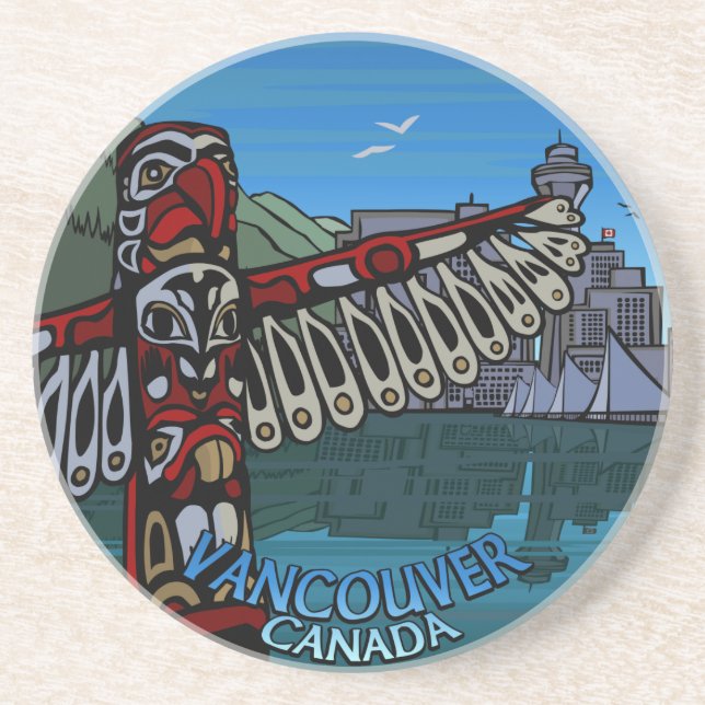 Vancouver Souvenir Coaster Totem Pole Landmarks (Front)
