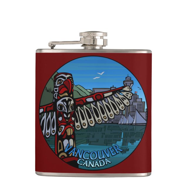 Vancouver Souvenir Flask 2 Worlds Landmark Gifts (Front)