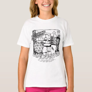 Vancouver Souvenir Girl's T-shirt Landmark Art Tee