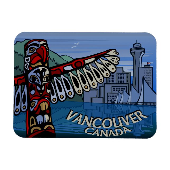 Vancouver Souvenir Magnet Totem Pole Landmark Gift (Horizontal)