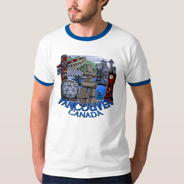 Vancouver Souvenir Men's T-shirt Landmark Art Tees (Front)