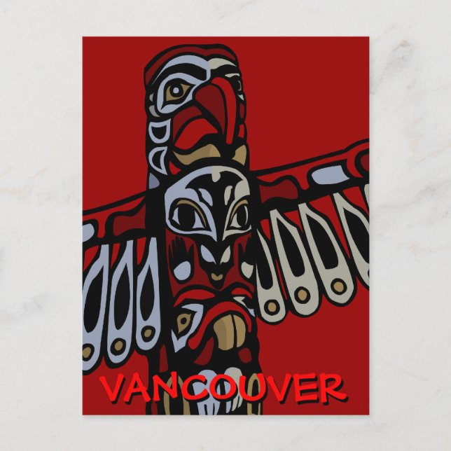 Vancouver Souvenir Postcards Totem Pole Landmarks (Front)