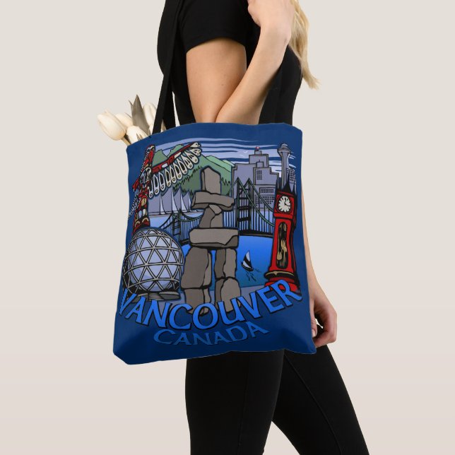 Vancouver Souvenir Tote Bag Landmark Art Bags (Close Up)