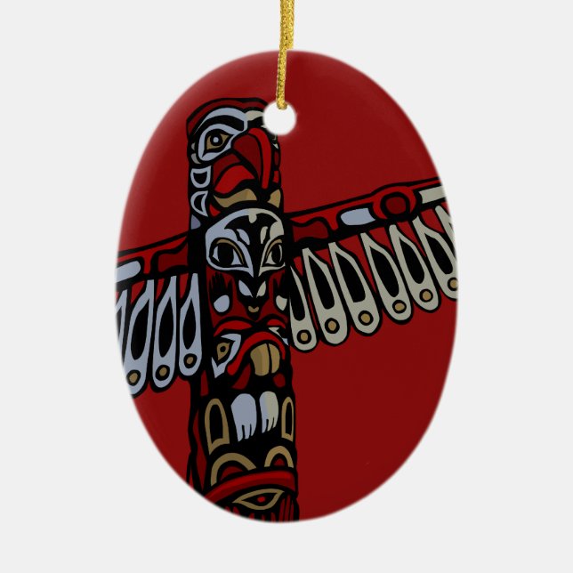 Vancouver Totem Pole Souvenir Native Art Ornament (Front)