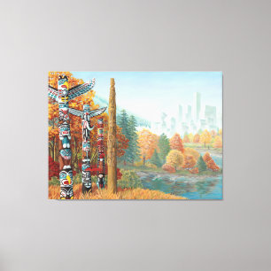 Vancouver Totem Poles Art Print Canvas