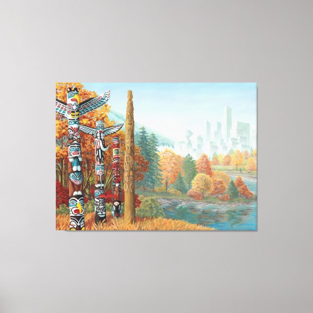 Vancouver Totem Poles Art Print Canvas (Front)