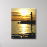 Vancouver Totem Poles Sunset Art Print Canvas