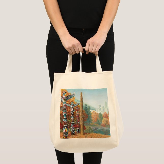 Vancouver Totem Poles Tote Bag Landmark Art Bags (Front (Product))