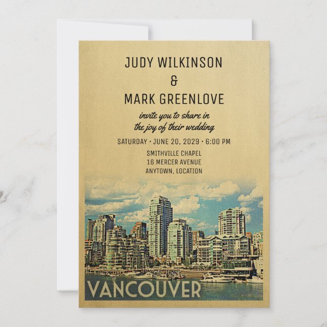 Vancouver Wedding Invitation Canada (Front)