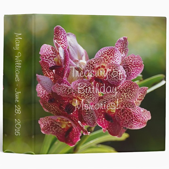 Vanda Orchid Cluster Birthday Binder (Front/Spine)