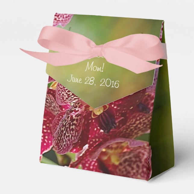 Vanda Orchid Cluster Birthday Tent Favor Box (Front Side)