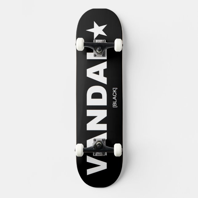 VANDAL★ Skateboard Generic (White on Black) (Front)